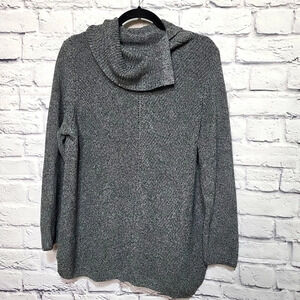 Talbots Plus Knit Sweater Top with Draped‎ Cowl Neck 1X Gray Blend